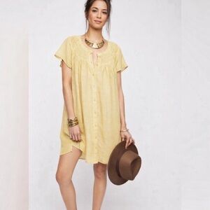 Free People Silk Smocked Yoke Tunic Dress Sz-S